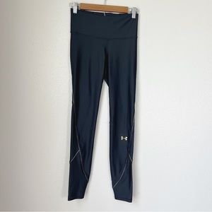Under Armour Heatgear Compression Gold Trim High Waist Leggings Size Small